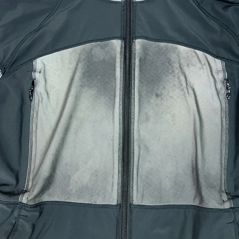 Lululemon Jacket Women 8 Black Gray Hooded Softshell Full Zip Running Reflective